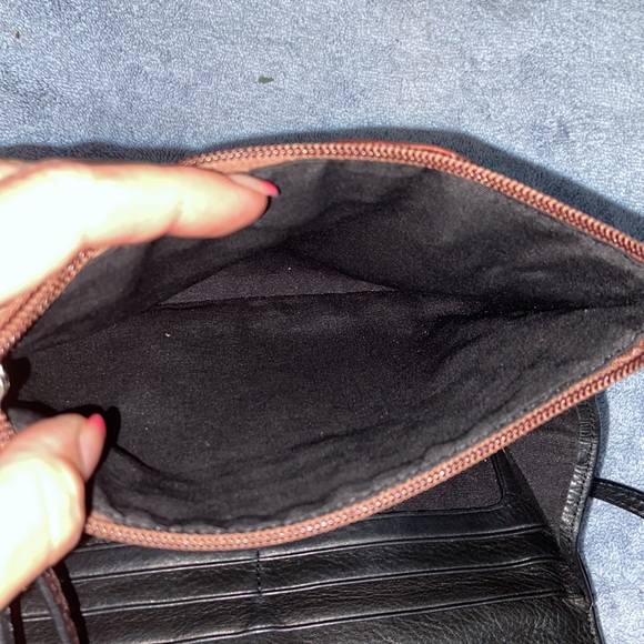 Jack Georges | Women's Black & Brown Embossd Leather  Crossbody Wallet - Picture 11 of 13